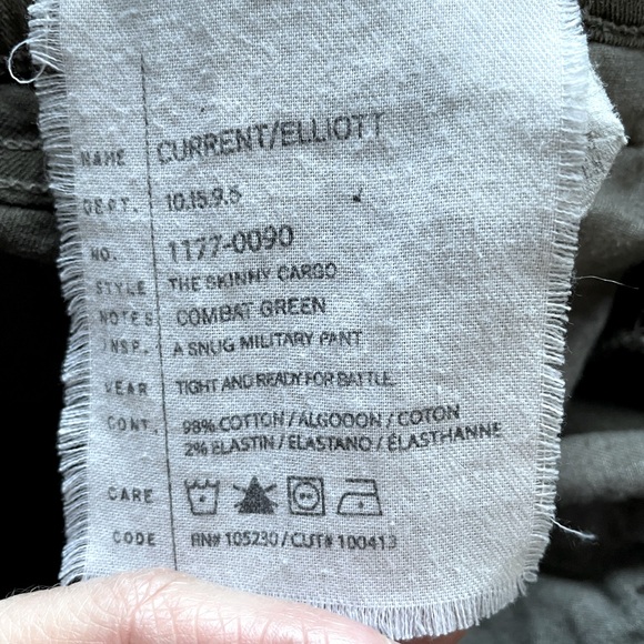 Current/Elliott Skinny Cargo in Combat Green, Size 26 - Picture 4 of 5